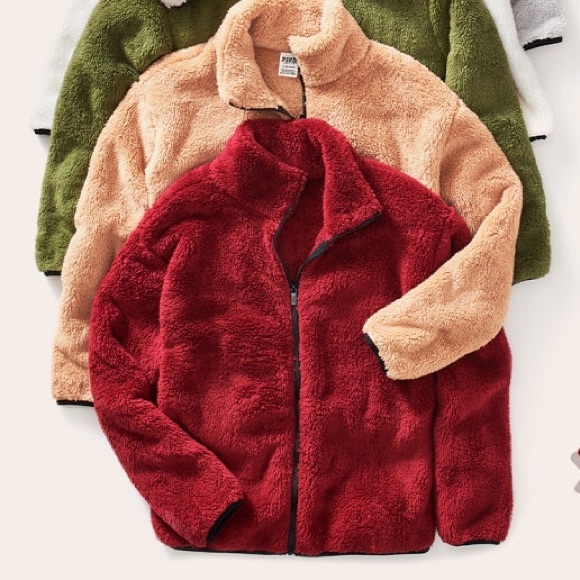 💗VS PINK RUBY TEDDY SHERPA FULL ZIP JACKET - Picture 4 of 4